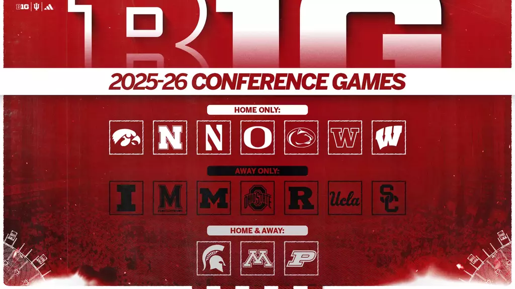 681d2f5e49fa4_IU_basketball A red poster with the words big conference games on it.