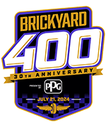 A logo for brickyard 4 0 0 presented by ppg.