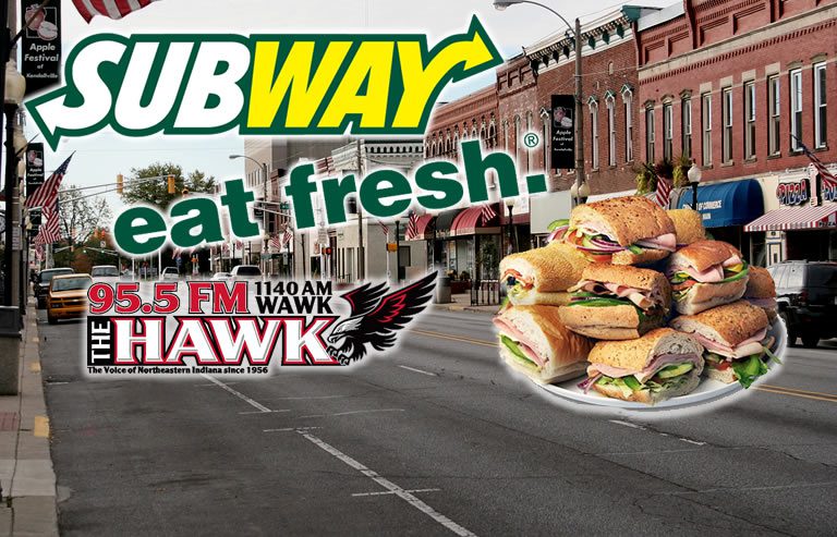 A picture of the subway restaurant on hawk street.
